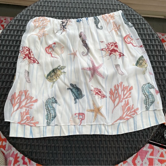 Club Monaco Lynix Seashell Print Summer White Silk Skirt Size 4 - Picture 2 of 13